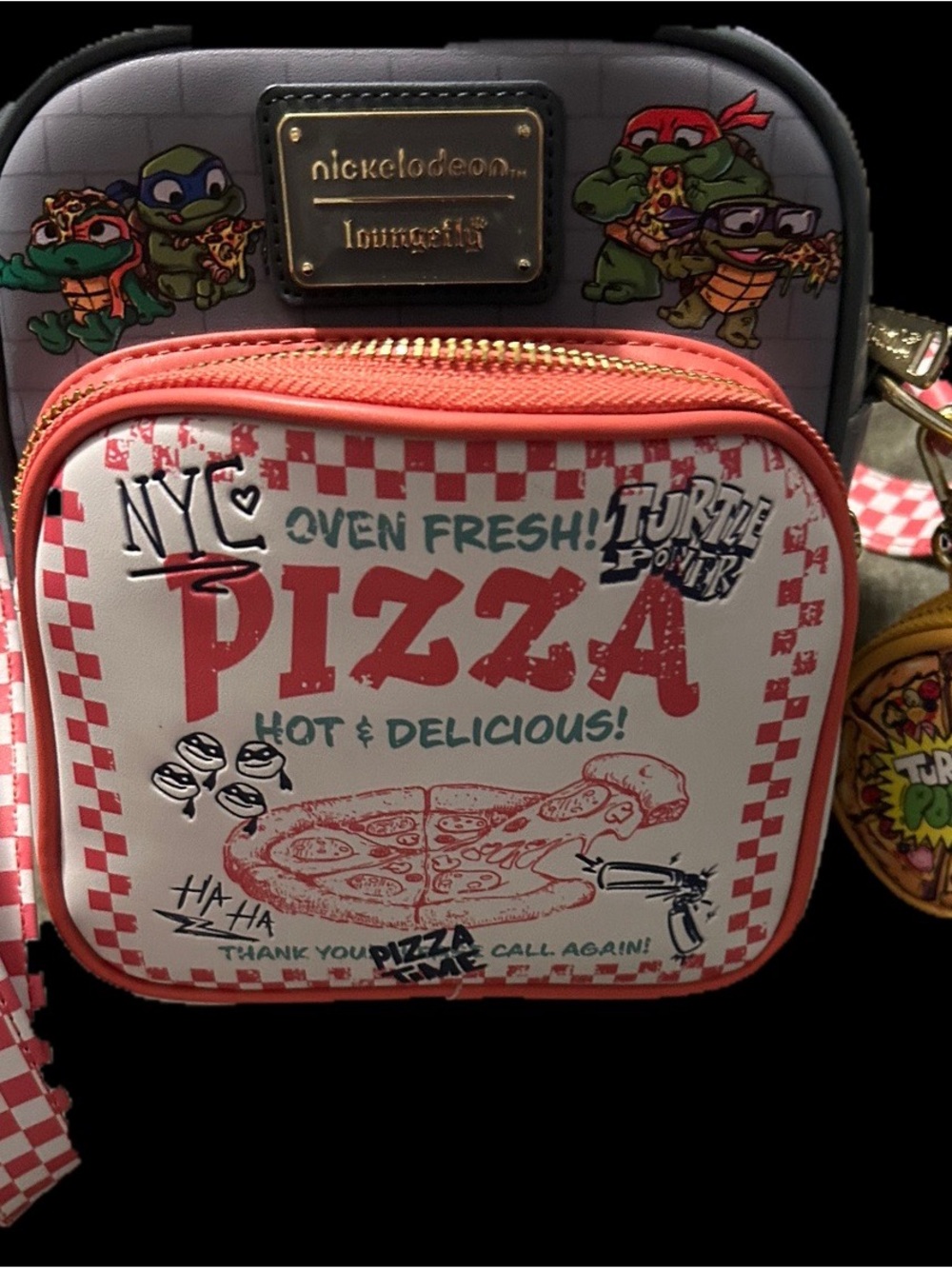 Loungefly TMNT Teenage Mutant Ninja Turtles Pizza Crossbody Purse + Coin Pouch - Picture 2 of 3